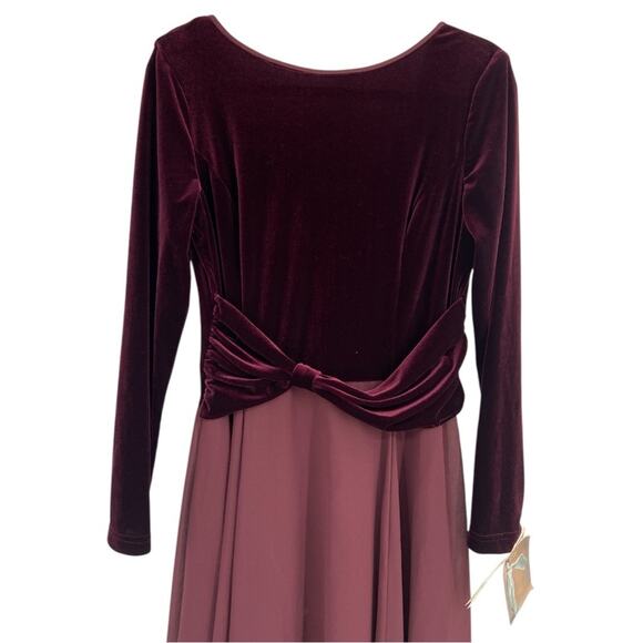 NWT Vintage Jessica McClintock‎ Long Sleeve Velvet Maxi Dress Bridal Size 14 - Picture 2 of 8